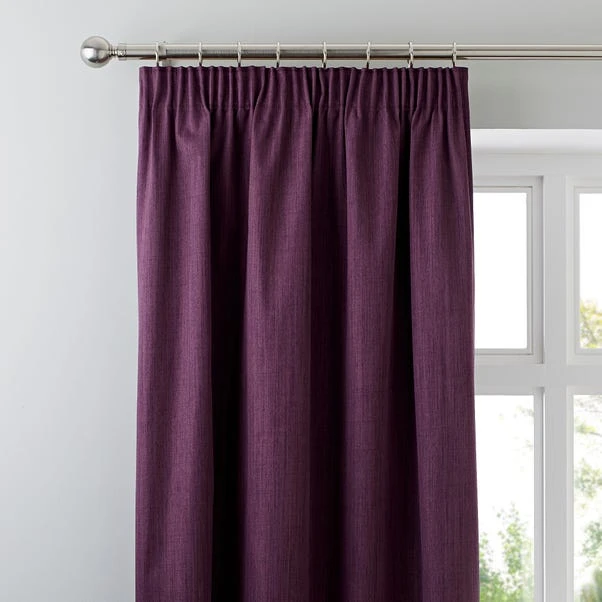 Dunelm Solar Aubergine Blackout Pencil Pleat Curtains 1 Dunelm Solar Aubergine Blackout Pencil Pleat Curtains