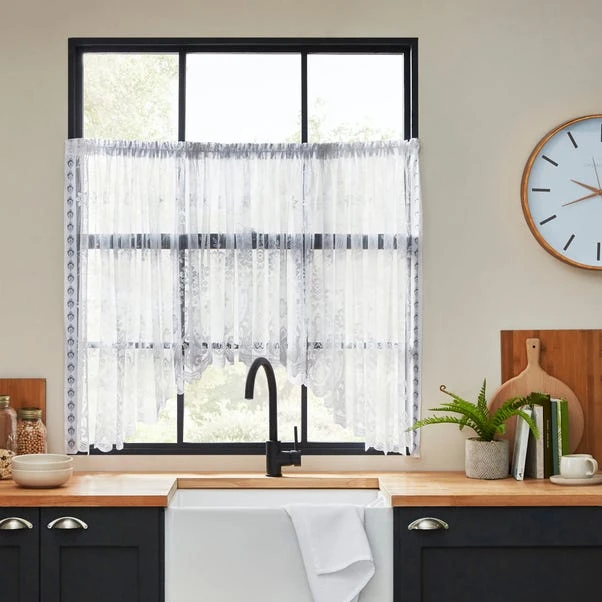 Dunelm Pembury White Lace Jardiniere Net Curtain 1 Dunelm Pembury White Lace Jardiniere Net Curtain