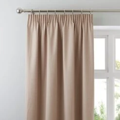 Dunelm Solar Biscuit Blackout Pencil Pleat Curtains