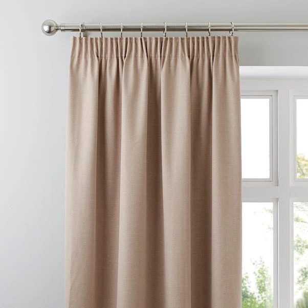 Dunelm Solar Biscuit Blackout Pencil Pleat Curtains 1 Dunelm Solar Biscuit Blackout Pencil Pleat Curtains