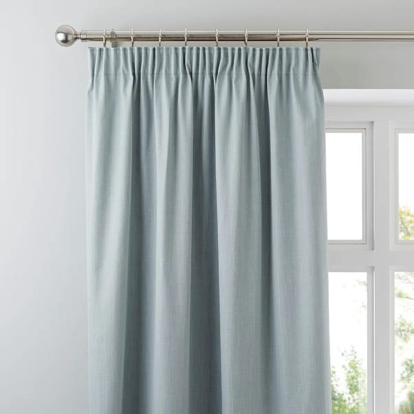 Dunelm Solar Duck-Egg Blackout Pencil Pleat Curtains 1 Dunelm Solar Duck-Egg Blackout Pencil Pleat Curtains