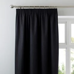 Dunelm Solar Black Blackout Pencil Pleat Curtains