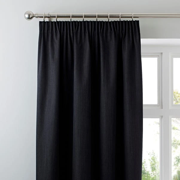 Dunelm Solar Black Blackout Pencil Pleat Curtains 1 Dunelm Solar Black Blackout Pencil Pleat Curtains