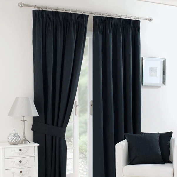 Dunelm Solar Black Blackout Pencil Pleat Curtains 2 Dunelm Solar Black Blackout Pencil Pleat Curtains - Image 2