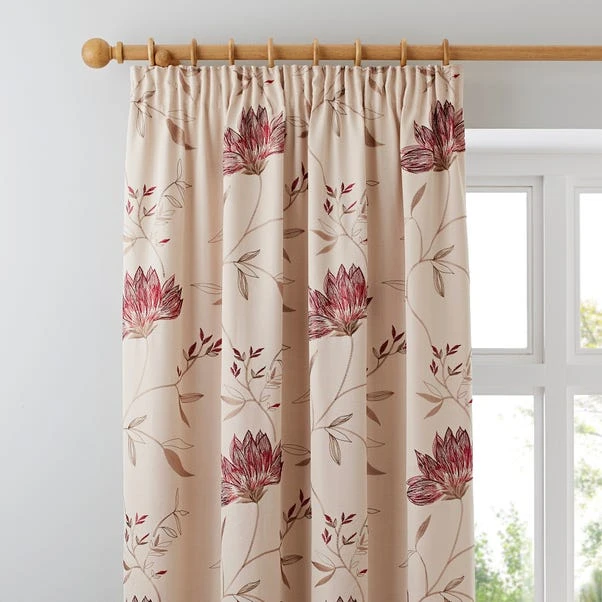 Dunelm Amelia Red Pencil Pleat Curtains 1 Dunelm Amelia Red Pencil Pleat Curtains