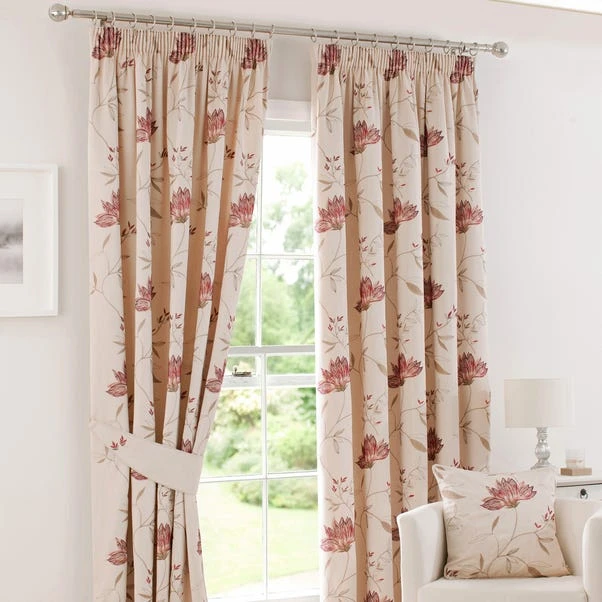 Dunelm Amelia Red Pencil Pleat Curtains 2 Dunelm Amelia Red Pencil Pleat Curtains - Image 2