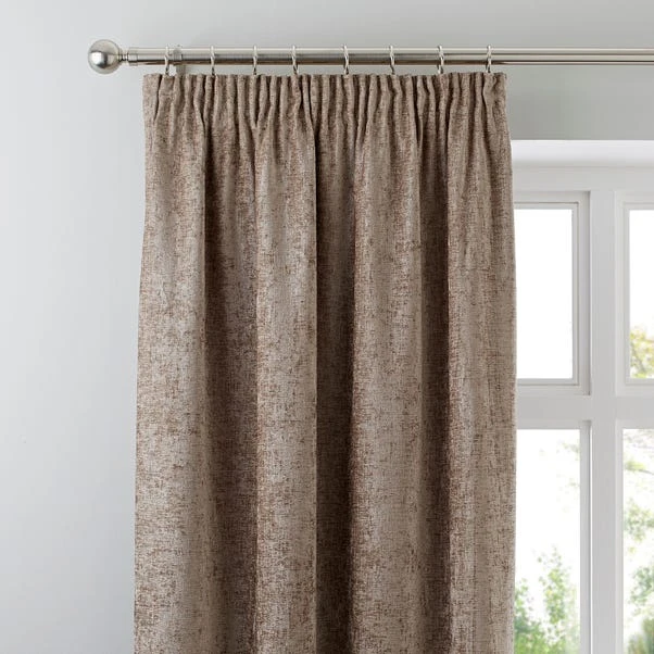 Luxury Collection Chenille Taupe Pencil Pleat Curtains 1 Luxury Collection Chenille Taupe Pencil Pleat Curtains