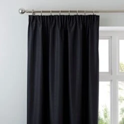 Dunelm Nova Black Blackout Pencil Pleat Curtains
