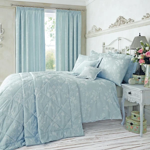 Dunelm Eden Duck-Egg Thermal Pencil Pleat Curtains 2 Dunelm Eden Duck-Egg Thermal Pencil Pleat Curtains - Image 2