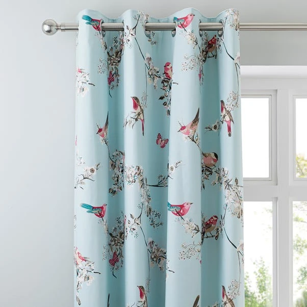 Dunelm Beautiful Birds Duck-Egg Thermal Eyelet Curtains 1 Dunelm Beautiful Birds Duck-Egg Thermal Eyelet Curtains
