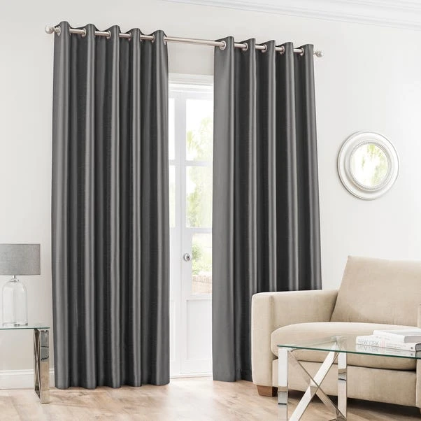 Dunelm Montana Charcoal Eyelet Curtains 2 Dunelm Montana Charcoal Eyelet Curtains - Image 2