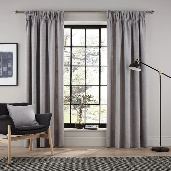 Dunelm Vermont Dove Grey Pencil Pleat Curtains 2 Dunelm Vermont Dove Grey Pencil Pleat Curtains - Image 2