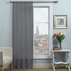 Dunelm Dynamic Grey Single Slot Top Voile Panel -Best Curtain Shop 30238454 alt03