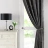 Dunelm Chenille Grey Thermal Pencil Pleat Door Curtain