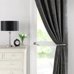 Best Curtain Shop 35 Dunelm Chenille Grey Thermal Pencil Pleat Door Curtain