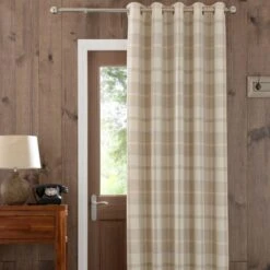 Dunelm Highland Check Natural Eyelet Door Curtain 4 Dunelm Highland Check Natural Eyelet Door Curtain -Best Curtain Shop 30262387 alt01