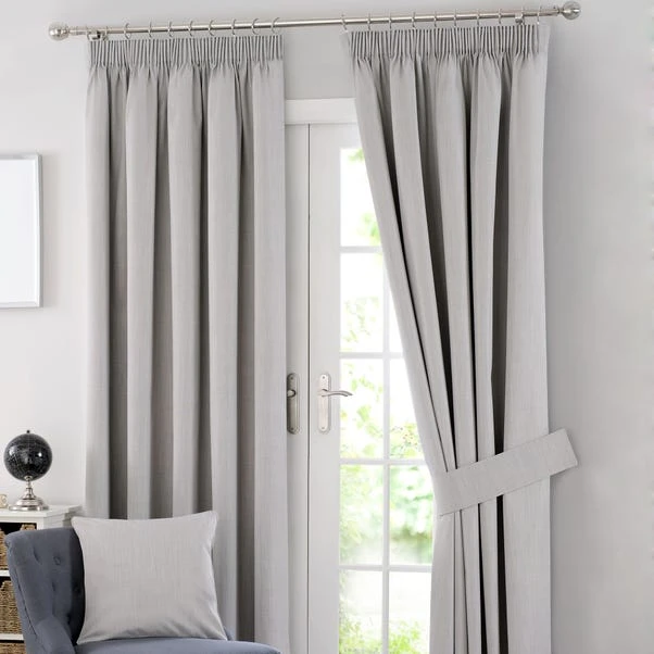 Dunelm Solar Grey Blackout Pencil Pleat Curtains 2 Dunelm Solar Grey Blackout Pencil Pleat Curtains - Image 2