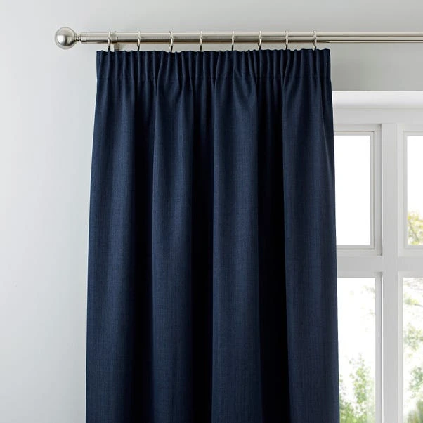 Dunelm Solar Navy Blackout Pencil Pleat Curtains 1 Dunelm Solar Navy Blackout Pencil Pleat Curtains