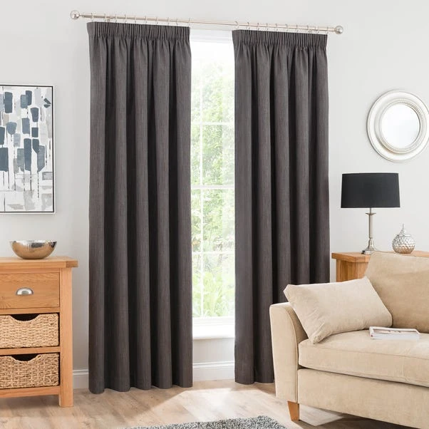 Dunelm Solar Slate Blackout Pencil Pleat Curtains 2 Dunelm Solar Slate Blackout Pencil Pleat Curtains - Image 2