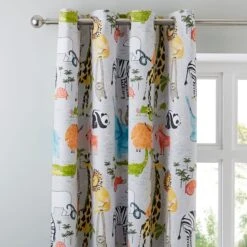 Dunelm Grey My World Thermal Blackout Eyelet Curtains