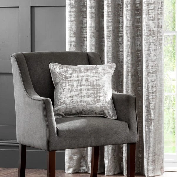 Dunelm Romano Silver Velour Eyelet Curtains 4 Dunelm Romano Silver Velour Eyelet Curtains - Image 4