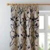Dunelm Zen Jacquard Blue Pencil Pleat Curtains
