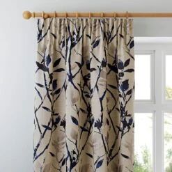 Dunelm Zen Jacquard Blue Pencil Pleat Curtains