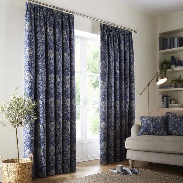 Luxury Collection Lucetta Navy Pencil Pleat Curtains 2 Luxury Collection Lucetta Navy Pencil Pleat Curtains - Image 2