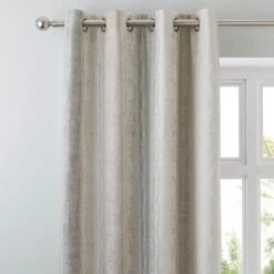 Luxury Collection Sadie Stripe Mink Eyelet Curtains