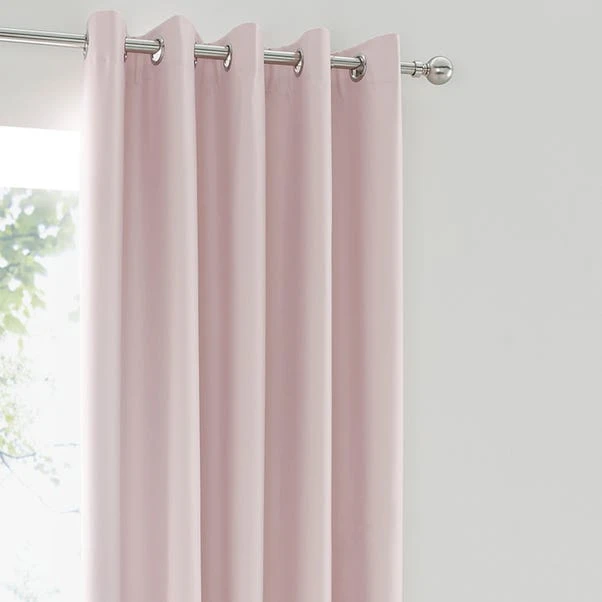 Dunelm Matt Satin Blush Blackout Eyelet Curtains 1 Dunelm Matt Satin Blush Blackout Eyelet Curtains