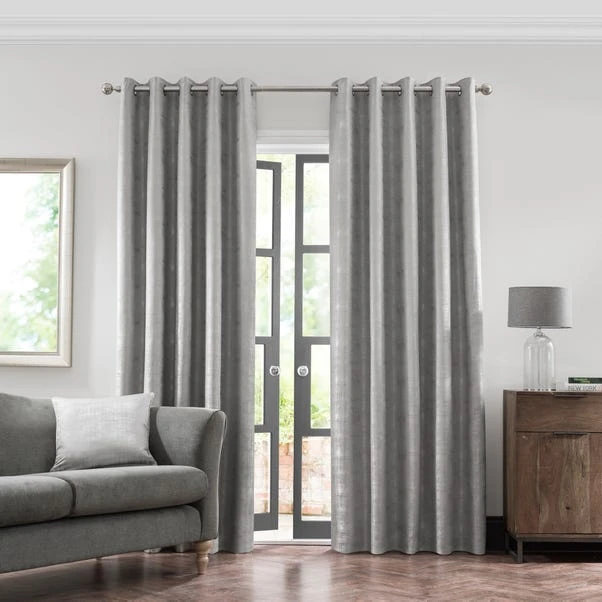 Luxury Collection Dante Silver Eyelet Curtains 2 Luxury Collection Dante Silver Eyelet Curtains - Image 2