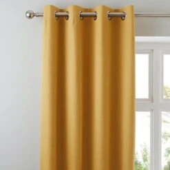 Dunelm Solar Mustard Blackout Eyelet Curtains