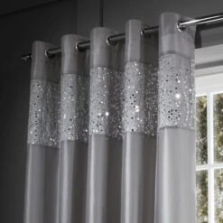 Catherine Lansfield Grey Glitzy Curtain