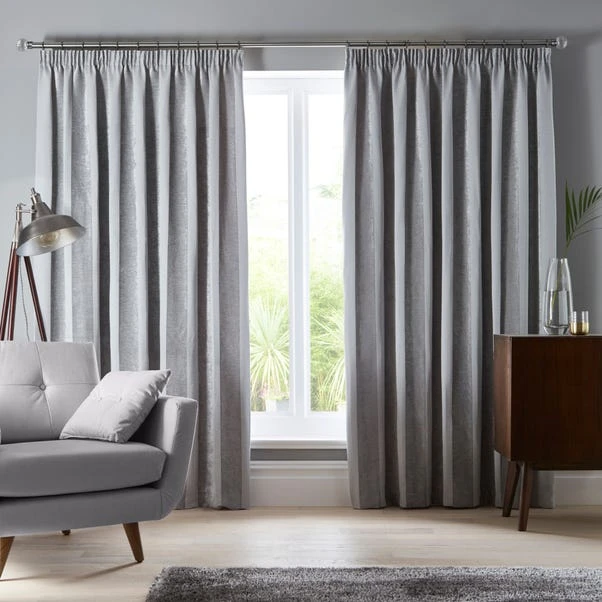 Luxury Collection Parker Grey Chenille Pencil Pleat Curtains 1 Luxury Collection Parker Grey Chenille Pencil Pleat Curtains