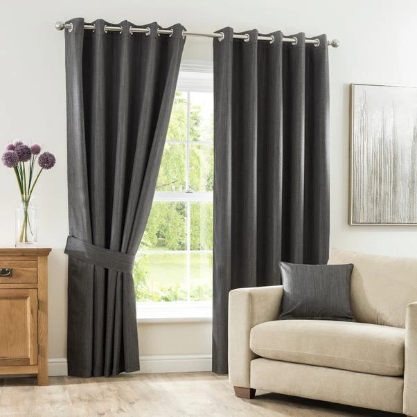 Dunelm Solar Slate Blackout Eyelet Curtains 2 Dunelm Solar Slate Blackout Eyelet Curtains - Image 2