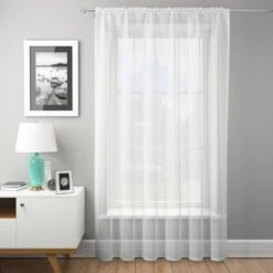 Dunelm Dotty White Slot Top Single Voile Panel