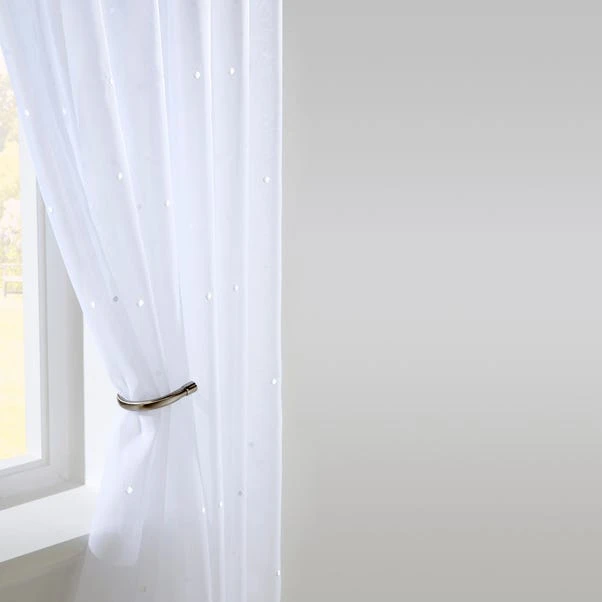 Dunelm Dotty White Slot Top Single Voile Panel 2 Dunelm Dotty White Slot Top Single Voile Panel - Image 2