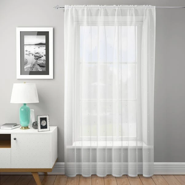 Dunelm Dotty White Slot Top Single Voile Panel 3 Dunelm Dotty White Slot Top Single Voile Panel - Image 3