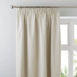 Dunelm Luna Brushed Natural Blackout Pencil Pleat Curtains