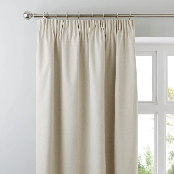 Dunelm Luna Brushed Natural Blackout Pencil Pleat Curtains 1 Dunelm Luna Brushed Natural Blackout Pencil Pleat Curtains