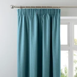Dunelm Luna Teal Blackout Pencil Pleat Curtains