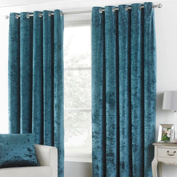 Verona Teal Velvet Eyelet Curtains 1 Verona Teal Velvet Eyelet Curtains