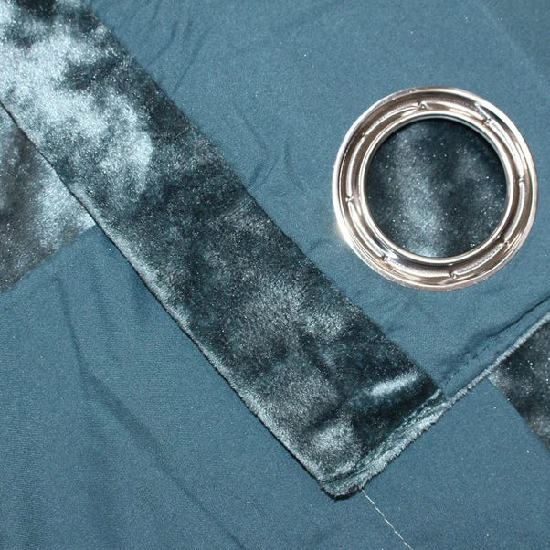 Verona Teal Velvet Eyelet Curtains 3 Verona Teal Velvet Eyelet Curtains - Image 3