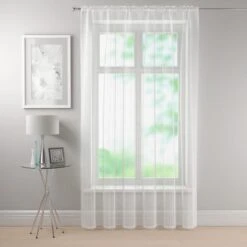 Dunelm Camden White Slot Top Single Voile Panel -Best Curtain Shop 30647692 alt04