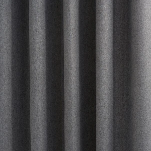 Dunelm Luna Brushed Charcoal Blackout Eyelet Door Curtain 3 Dunelm Luna Brushed Charcoal Blackout Eyelet Door Curtain - Image 3