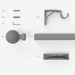 Dunelm Studded Ball Satin Steel Eyelet Curtain Pole Dia. 28mm 7 Dunelm Studded Ball Satin Steel Eyelet Curtain Pole Dia. 28mm -Best Curtain Shop 30649272 alt03