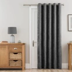 Best Curtain Shop 29 Dunelm Chenille Grey Thermal Eyelet Door Curtain
