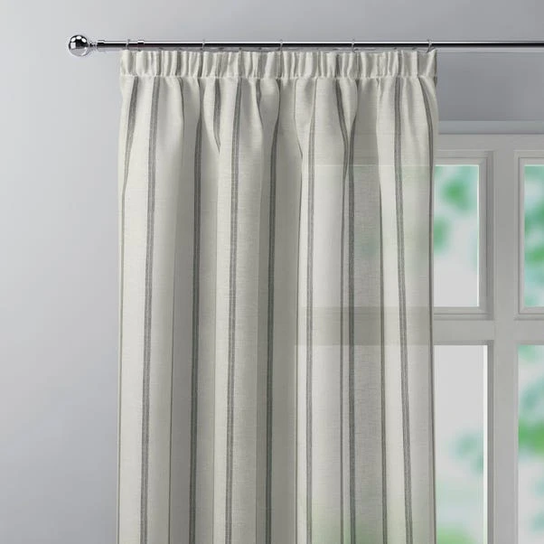 Dunelm Boucle Stripe Charcoal Tape Top Single Voile Panel 1 Dunelm Boucle Stripe Charcoal Tape Top Single Voile Panel