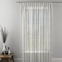 Dunelm Boucle Stripe Charcoal Tape Top Single Voile Panel 6 Dunelm Boucle Stripe Charcoal Tape Top Single Voile Panel -Best Curtain Shop 30649966 alt04