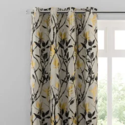 Dunelm Zen Gold Jacquard Eyelet Curtains